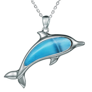 Dolphin Pendant with Larimar Inlay