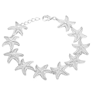Sterling Silver and Pave Cubic Zirconia Multi Starfish Bracelet