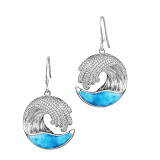 Wave Earrings with Larimar Inlay