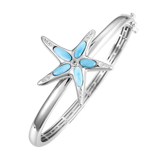 Sterling Silver and Larimar Starfish Bangle
