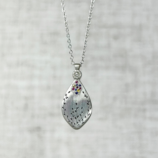 "Secret Garden" Sapphire and Diamond Necklace in Sterling Silver