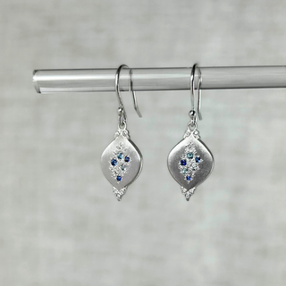 "Raindrop" Sapphire and Diamond Earrings in Sterling Silver