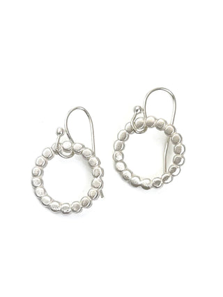 Beaded Sterling Silver Circle Drop Earrings