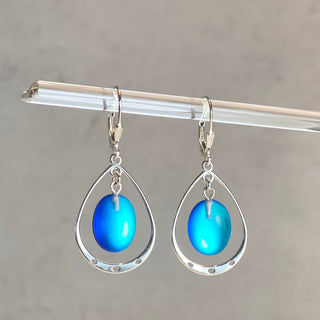Dichroic Oval With Loop Earrings
