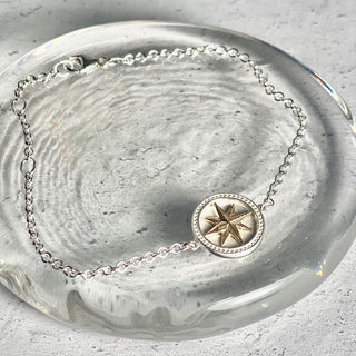 Compass Rose Bracelet in Silver and Gold