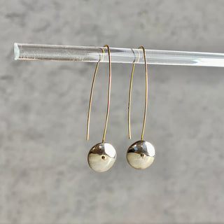 Discus Earrings in Sterling Silver and 14k Gold
