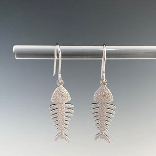 Fish Bone Pave Earrings