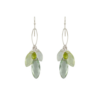 Cluster Earrings with Green Amethyst, Prehnite, Moonstone and Peridot