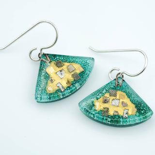 Aqua Golden Phase Fan Earrings