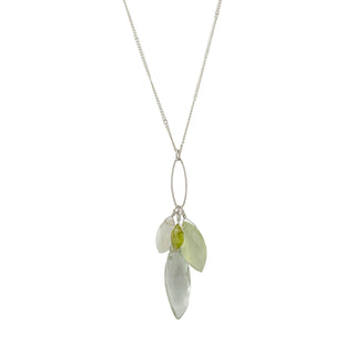 Cluster Necklace with Green Amethyst, Prehnite, Moonstone and Peridot