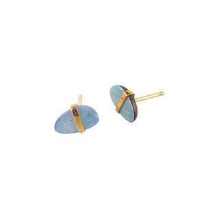 14k Gold Bezel Wrapped Australian Opal Stud Earrings