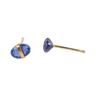 14k Gold Bezel Wrapped Oval Cut Kyanite Stud Earrings