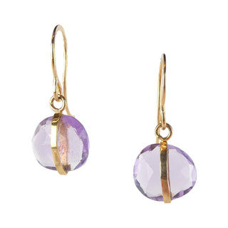 14k Yellow Gold Amethyst Drop Earrings