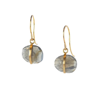 14k Yellow Gold Labradorite Drop Earrings