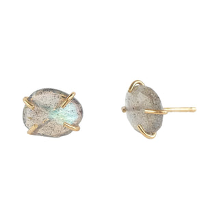 14k Yellow Gold Labradorite Post Earrings