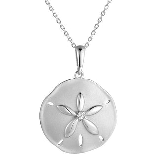 Sterling Silver Sand Dollar Pendant with Cubic Zirconia