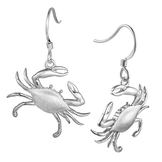 Sterling Silver  Blue Crab Earrings