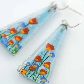 Stream Flowers Lg Triangles Dangle Earrings