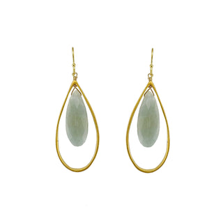 Large Open Teardrop Aquamarine Earrings Silver or Vermeil
