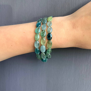 Multi Kyanite Triple Strand Bracelet in Silver or Vermeil