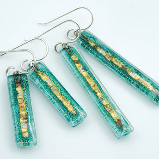 Aqua Golden Phase Bar Earrings
