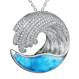 Wave Pendant with Larimar Inlay