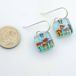 Stream Flowers Cube Earrings