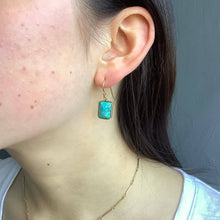 Load image into Gallery viewer, Faceted Turquoise Rectangle Earrings
