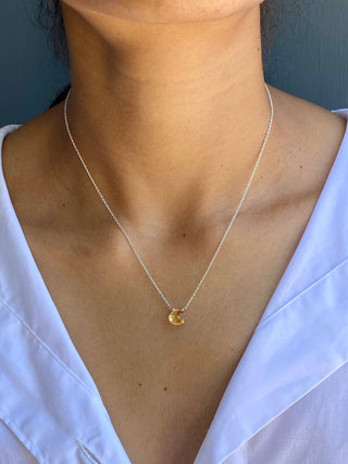 Birthstone on 16" Cable Chain Silver Necklace