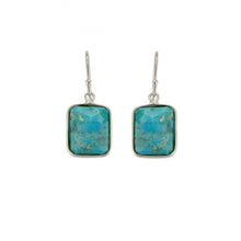 Load image into Gallery viewer, Faceted Turquoise Rectangle Earrings
