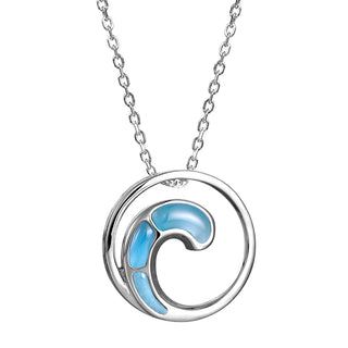 Organic Wave Pendant with Larimar Inlay