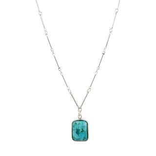 Faceted Turquoise Rectangle Necklace in Silver or Vermeil