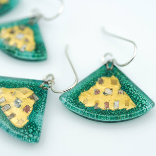 Aqua Golden Phase Fan Earrings