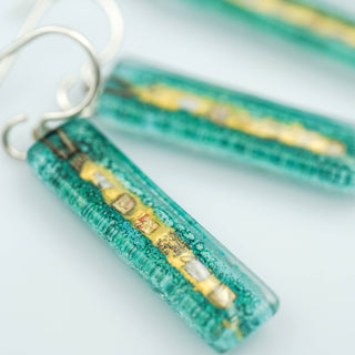 Aqua Golden Phase Bar Earrings