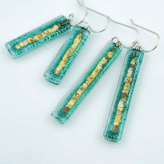 Aqua Golden Phase Bar Earrings