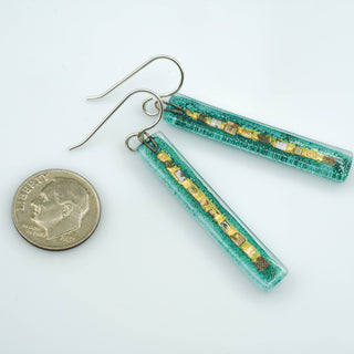 Aqua Golden Phase Bar Earrings