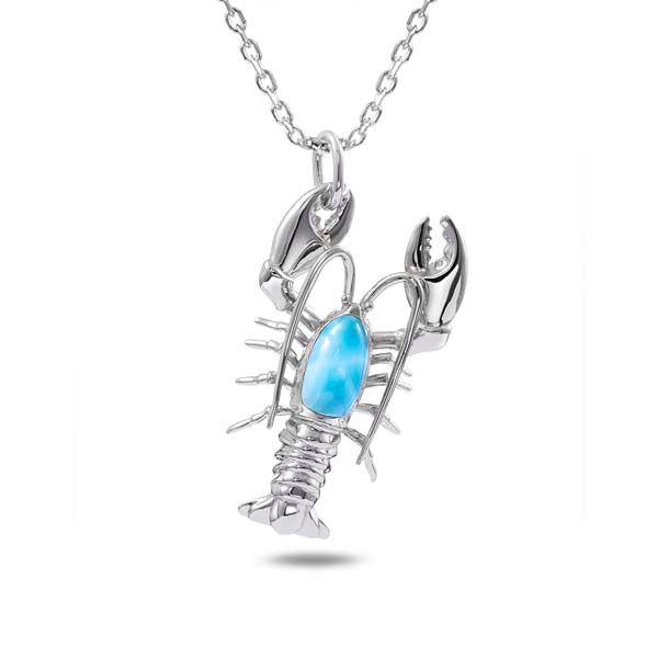 Lobster Pendant with Larimar Inlay