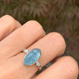 Aquamarine Ring with Blue Zircons