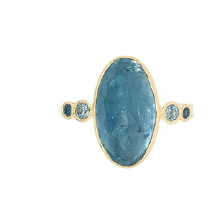Aquamarine Ring with Blue Zircons