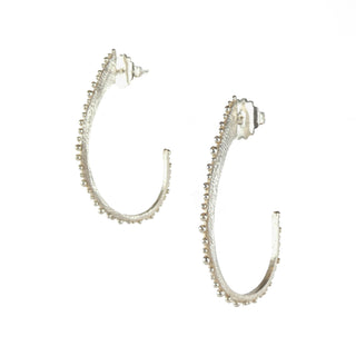 Bumpy Long Hoop Stud Earrings