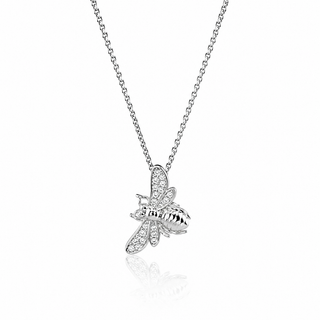Cubic Zirconia Bee Pendant Necklace in Sterling Silver