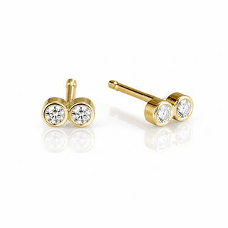 18k Double Diamond Stud Earrings with 2 Point Diamonds