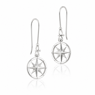 "Compass Rose" Shackle Earrings in Sterling Silver