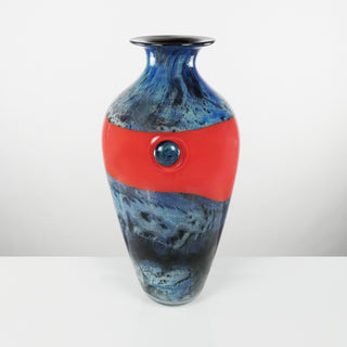 Red Banded Silver and Salt Vase