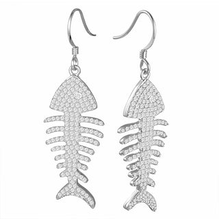 Fish Bone Pave Earrings