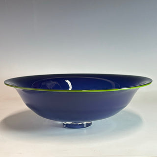 Cobalt with Lime Lip Wrap Low Bowl