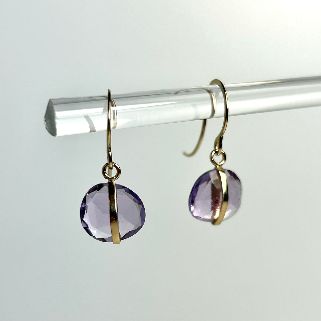 14k Yellow Gold Amethyst  Drop Earrings