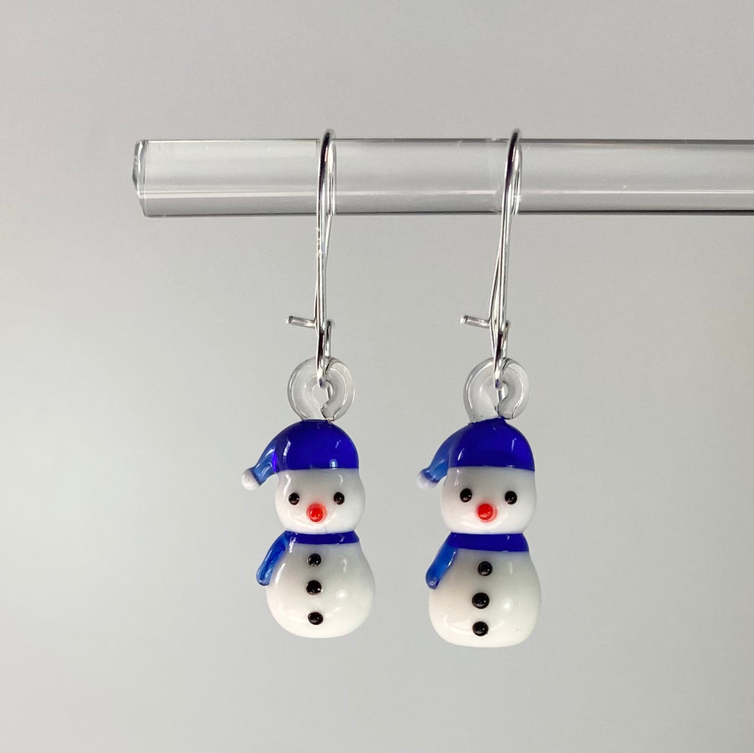 Mini Glass Snowman Earrings