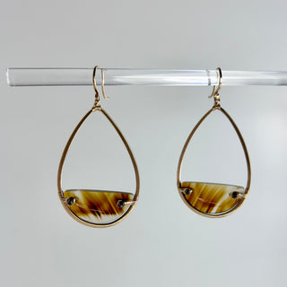 Montana Agate Earrings with 14k Gold and Brown Diamonds