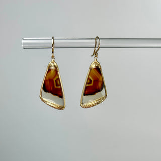Montana Agate Earrings with 14k Gold Wire Wrap